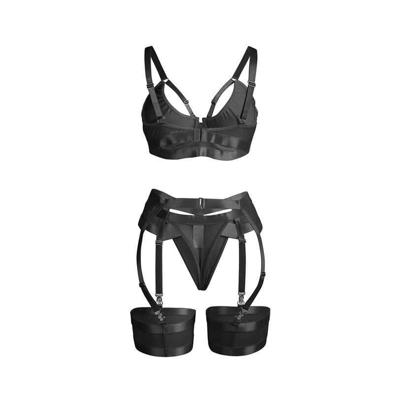 Subblime 955236 – Riemchen-Dessous-Set mit Strapsgürtel, Schwarz