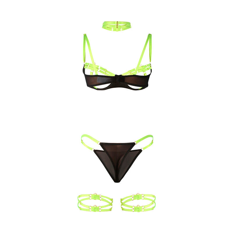 Subblime — Ensemble noir à brides fluo — Vert fluo — Taille S/M
