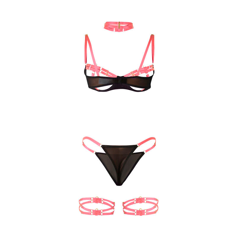 Subblime — Ensemble noir à brides fluo — Rose fluo — Taille L/XL