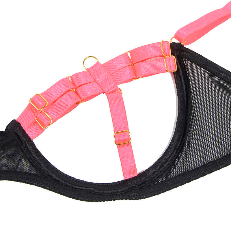 Subblime — Ensemble noir à brides fluo — Rose fluo — Taille L/XL