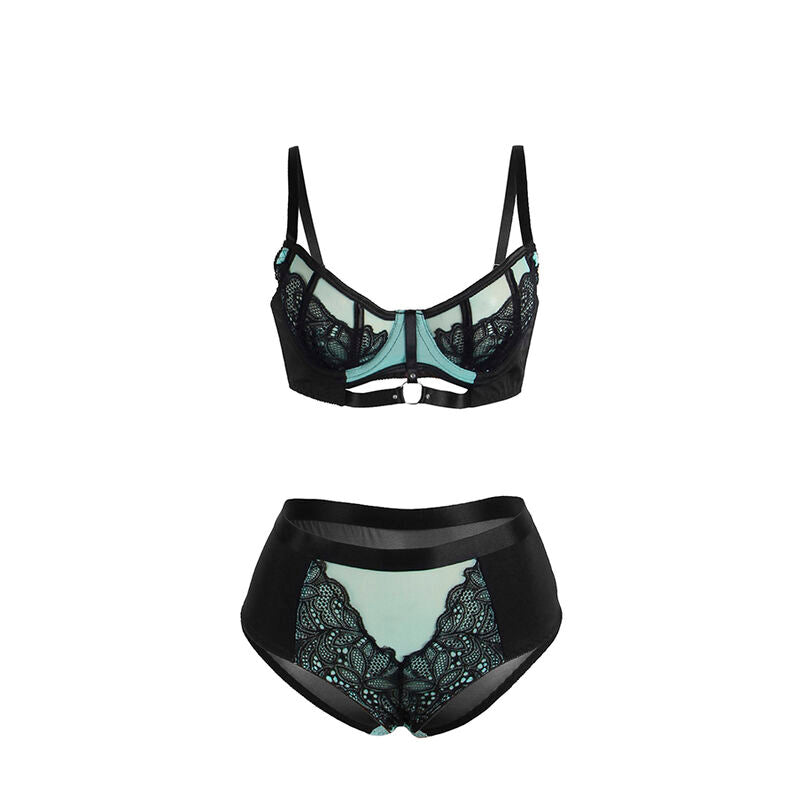 Subblime – Conjunto bicolor de encaje – Verde y negro – Talla L/XL