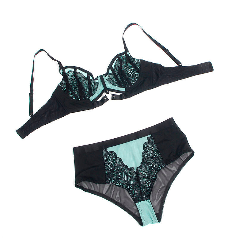 Subblime – Conjunto bicolor de encaje – Verde y negro – Talla L/XL