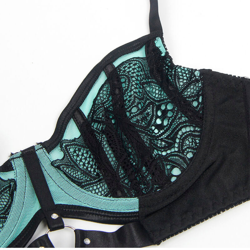 Subblime – Conjunto bicolor de encaje – Verde y negro – Talla L/XL