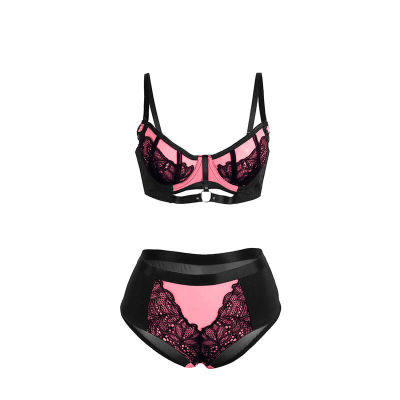 Subblime – Conjunto bicolor de encaje – Rosa y negro – Talla S/M