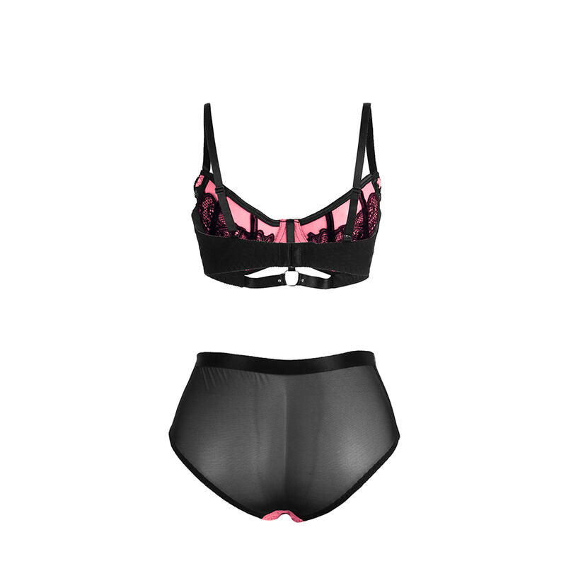 Subblime – Conjunto bicolor de encaje – Rosa y negro – Talla L/XL