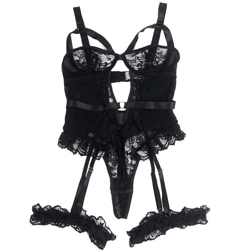 Subblime — Body en dentelle à jarretières — Noir — Taille L/XL