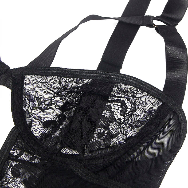 Subblime — Body en dentelle à jarretières — Noir — Taille L/XL