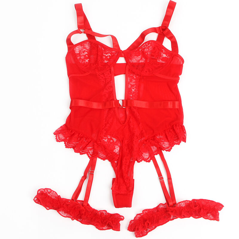 Subblime — Body en dentelle à jarretières — Rouge — Taille S/M