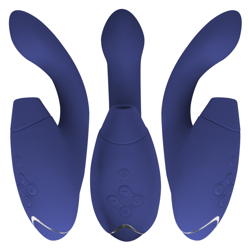Womanizer Duo 2 – G-Punkt-Vibrator mit Druckwellen für die Klitoris – Blau