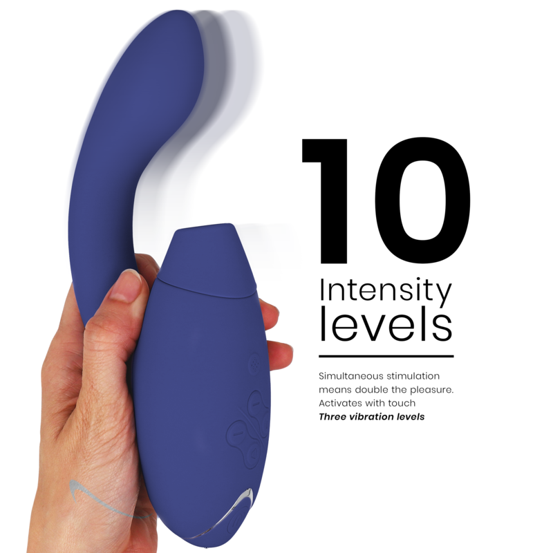 Womanizer Duo 2 – G-Punkt-Vibrator mit Druckwellen für die Klitoris – Blau
