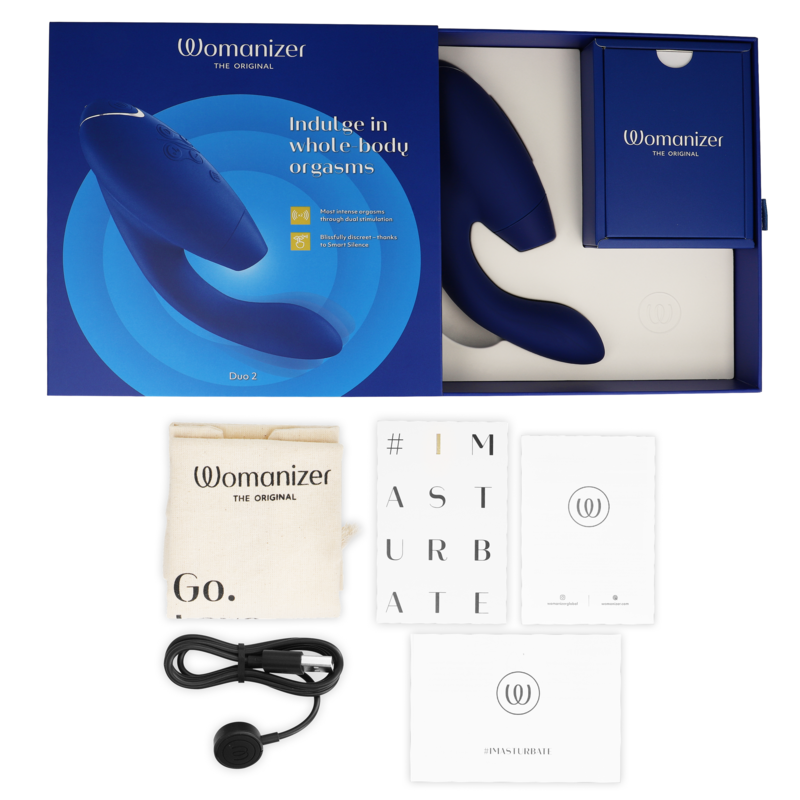 Womanizer Duo 2 – G-Punkt-Vibrator mit Druckwellen für die Klitoris – Blau