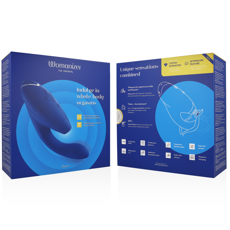 Womanizer Duo 2 – G-Punkt-Vibrator mit Druckwellen für die Klitoris – Blau