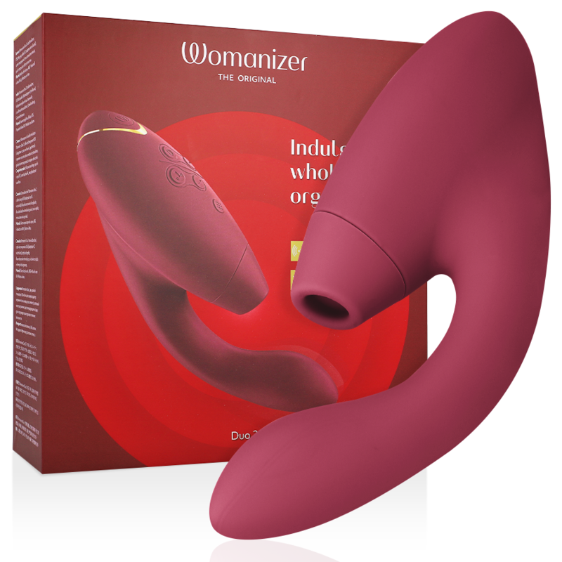 Womanizer Duo 2 – G-Punkt-Vibrator mit Druckwellen für die Klitoris – Bordeaux