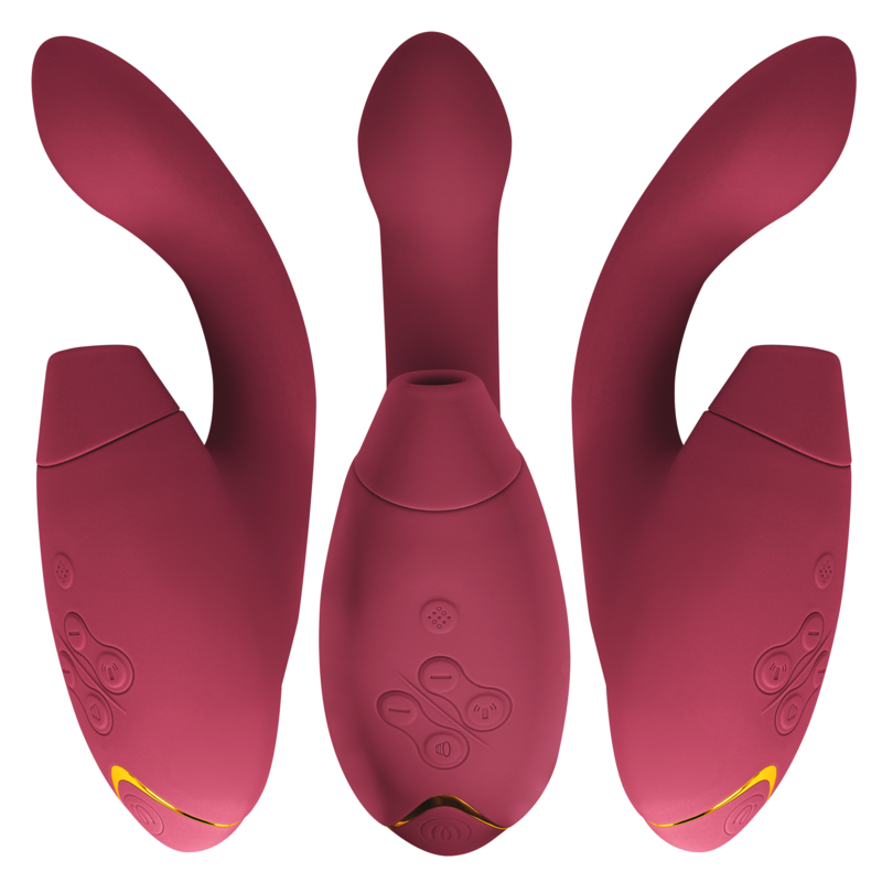 Womanizer Duo 2 – G-Punkt-Vibrator mit Druckwellen für die Klitoris – Bordeaux