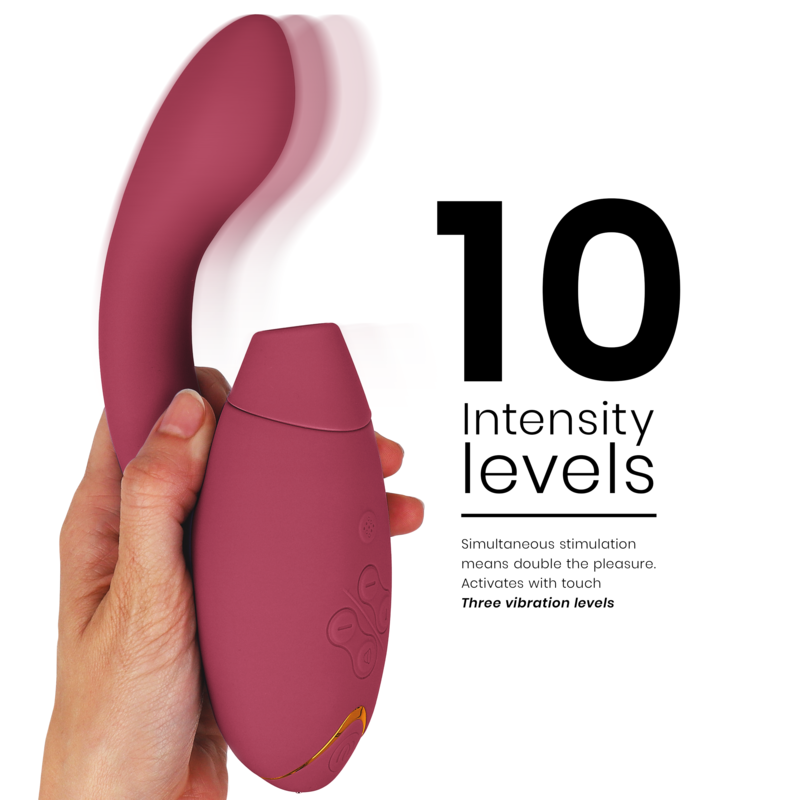 Womanizer Duo 2 – G-Punkt-Vibrator mit Druckwellen für die Klitoris – Bordeaux