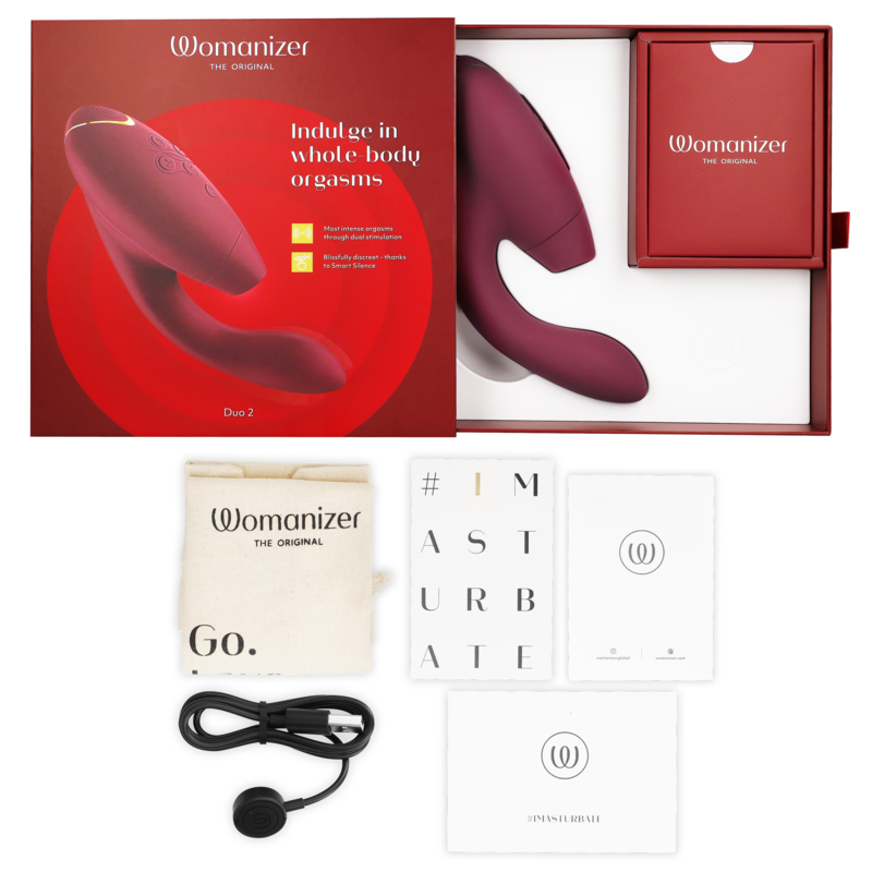 Womanizer Duo 2 – G-Punkt-Vibrator mit Druckwellen für die Klitoris – Bordeaux