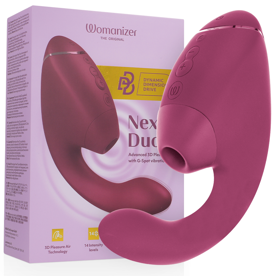 Womanizer Next Duo in Dusky Pink vor seiner Verpackung