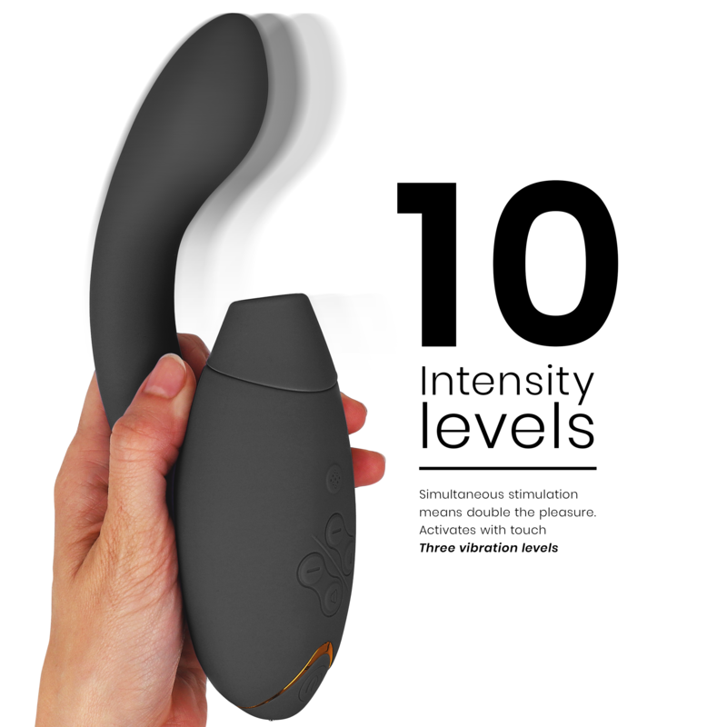Womanizer Duo 2 – G-Punkt-Vibrator mit Druckwellen für die Klitoris – Schwarz