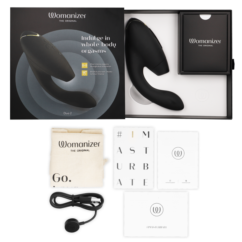 Womanizer Duo 2 – G-Punkt-Vibrator mit Druckwellen für die Klitoris – Schwarz